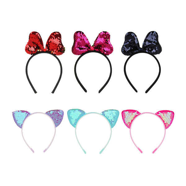 Юниlook ободок для волос с ушками, 1-1,5см, полистирол, полиэстер, 2 дизайна, acs-69