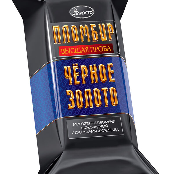 Мороженое Талосто Черное золото шоколадное с кусочками шоколада 220 г