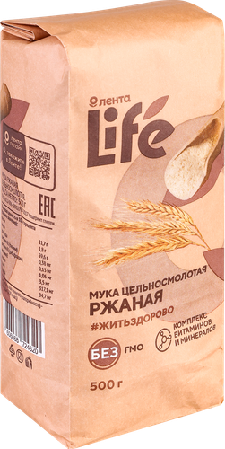 

Мука ржаная Лента Life цельносмолотая, 500г