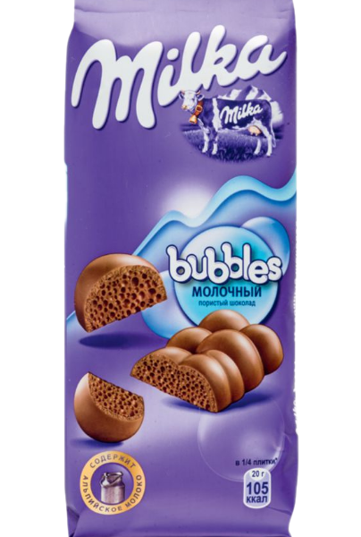 Шоколад молочный пористый Milka bubbles 80 г