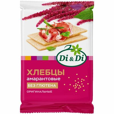 Хлебцы Di&Di амарантовые без глютена 100 г дизайн упаковки в ассортименте