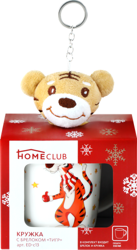

Кружка HOMECLUB Тигр, с брелоком, фарфор, 350мл Арт. ED-c13