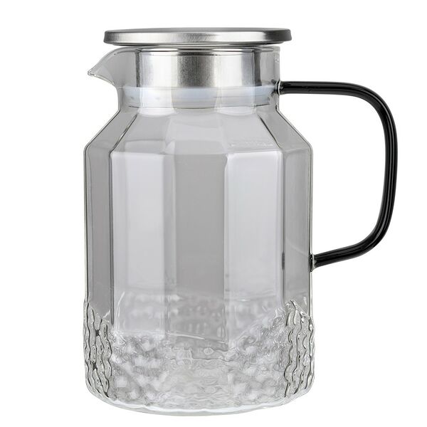 Кувшин TalleR TR-98197 Vanessa с черной ручкой, 1.25 л, боросиликатное стекло, нерж. сталь