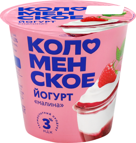 

Йогурт Коломенское малина термостатный 3% 130 г