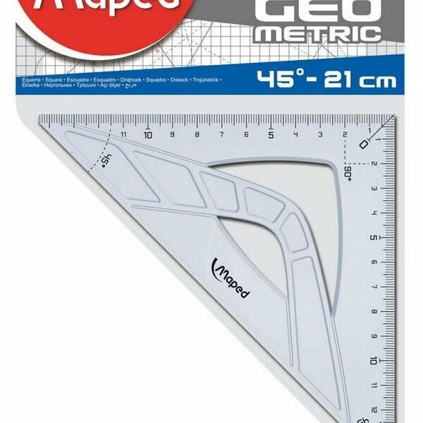 Угольник Maped с гипотенузой 21 см углом 45