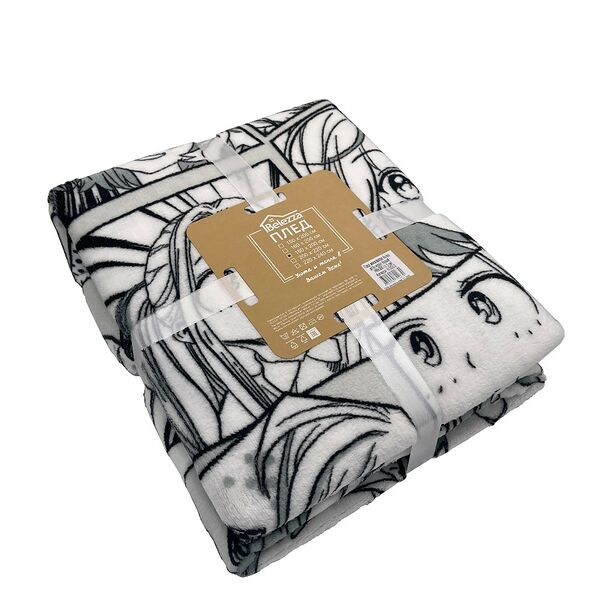 Плед Belezza Anime girls, 180х200 см, микрофибра, черно-белый