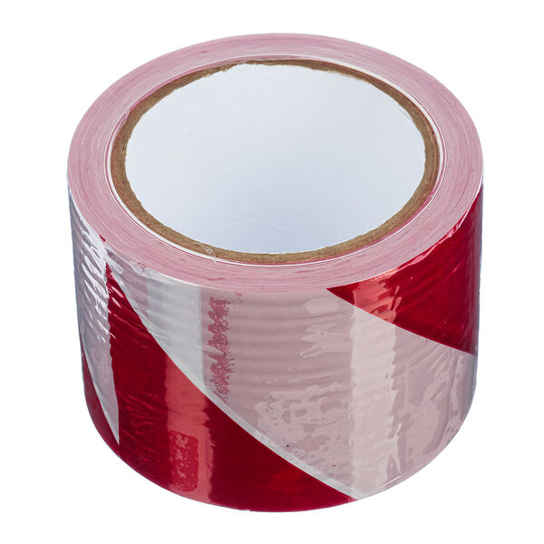 Лента сигнальная бело-красная 75мм x 100м