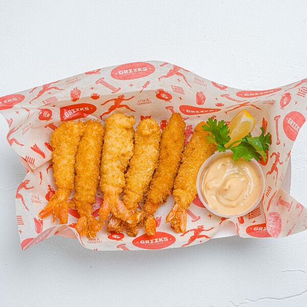 Креветки в кляре с азиатским соусом.