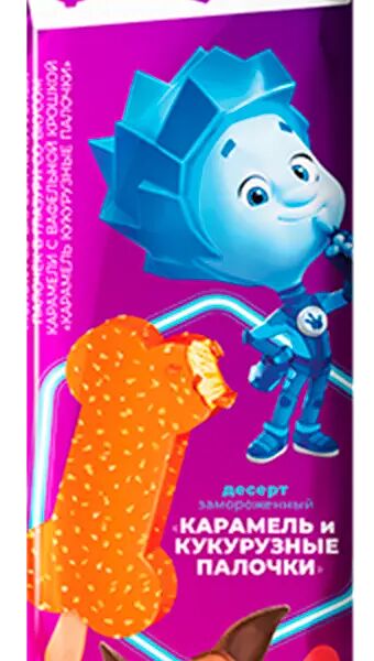 Десерт ФИКСИКИ Нолик Карамель и кукурузные палочки без змж