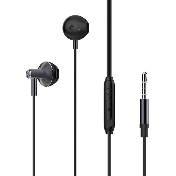 By наушники проводные вкладыши, гарнитура, оплетка tpe, метал, черный