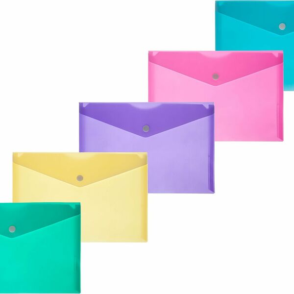 Папка-конверт на кнопке Attache Акварель А5 180 мкм 5шт/уп (цвета в асс)