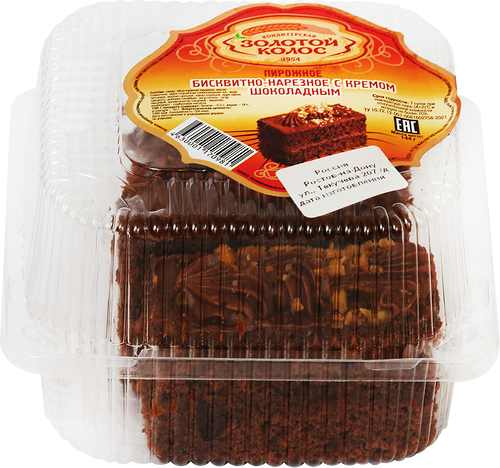 Пирожное Золотой колос Бисквитно-нарезное с кремом шоколадным 144г