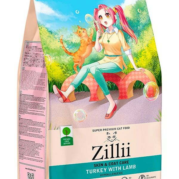 Сухой корм для кошек ZiLLii Skin&Coat Care Индейка/Ягненок