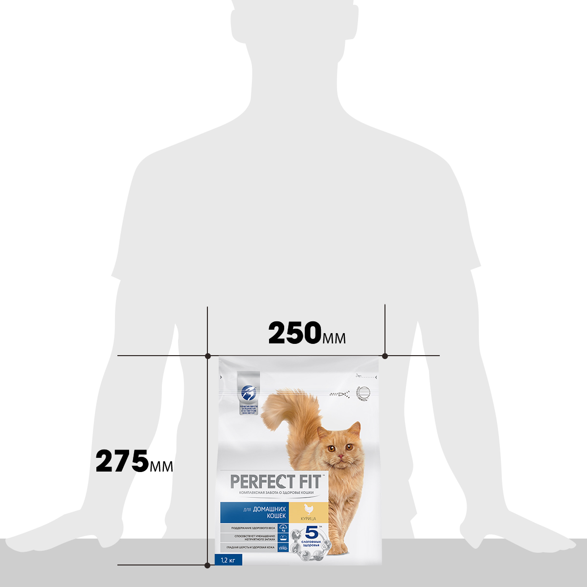 

Cухой полнорационный корм PERFECT FIT™ для живущих в помещении кошек, с курицей, 1.2 кг