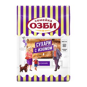 Сухари Семейка Озби сдобные с изюмом и сахаром 300г