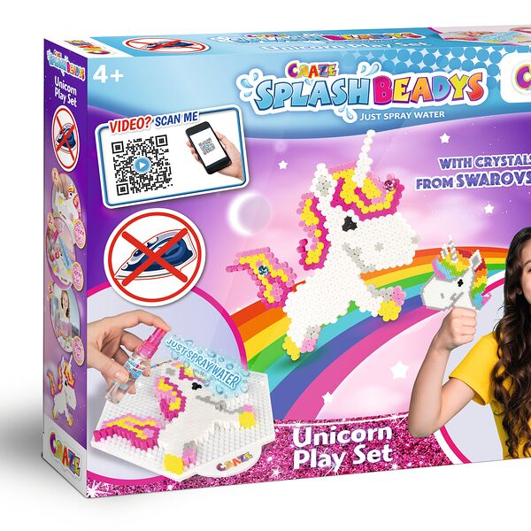 Аквамозаика большой набор детского творчества Единорог с кристаллами Swarovski Craze  Splash Beadys 4г+