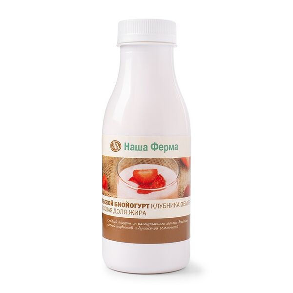 Биойогурт питьевой «Клубника-земляника» 1%, «Наша Ферма», Тверская область, БЗМЖ