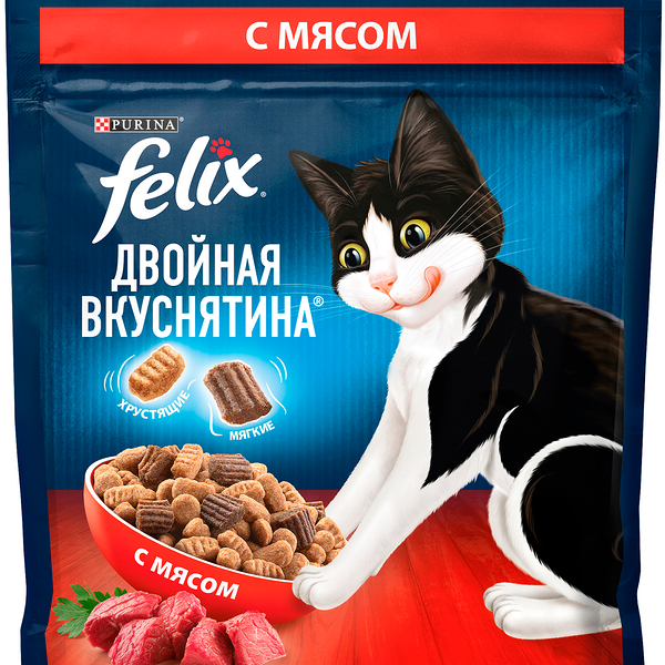 Сухой корм для кошек Felix Двойная вкуснятина с мясом 200г