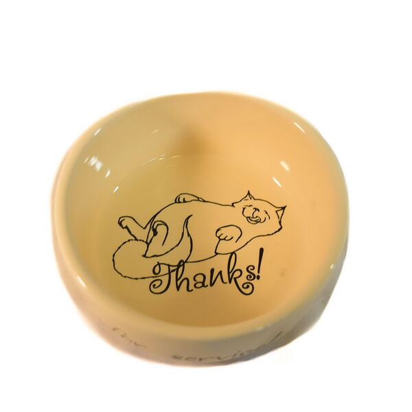 Petmax Миска для кошек Thanks for service 300мл 11см бежевая керамика
