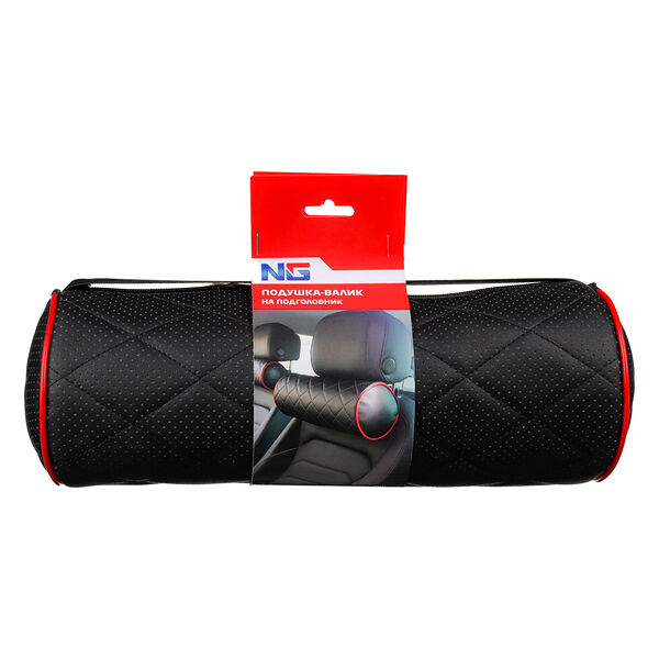 Ng подушка-валик на подголовник, искусственная кожа, 30х14 см, черный