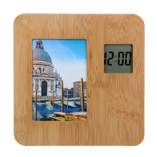 Ladecor фоторамка с часами, 18х18х1,5см, бамбук