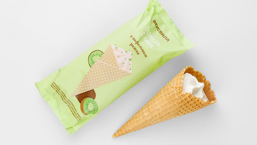 Пломбир с киви в вафельном рожке Продукт замороженный 