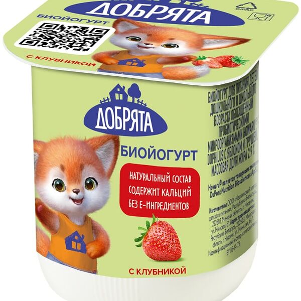 Биойогурт Добрята Клубника 2.9% 100г