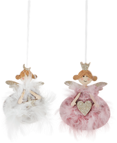 

Украшение елочное HOMECLUB Ангел в юбочке из перьев 10см, дерево, цвет в ассортименте, 1 шт