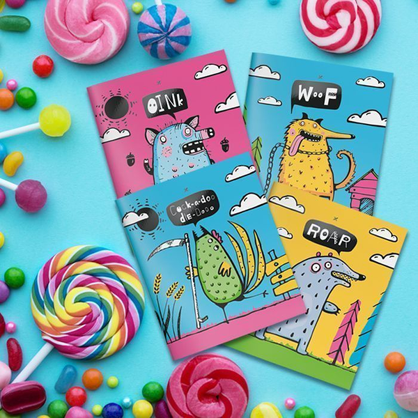 Тетрадь LOREX А5 48 л. кл. скреп. OINK! мел. карт. soft touch лак выб. лак неон краска офс. двойная обложка запеч. форзац