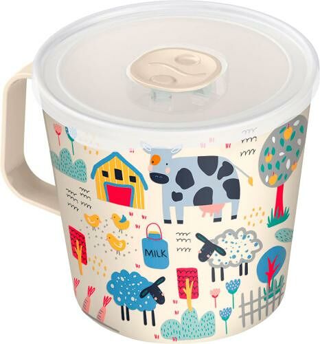 Контейнер-кружка Профит Хаус с крышкой и декором 750 мл, в ассортименте, 1 шт.