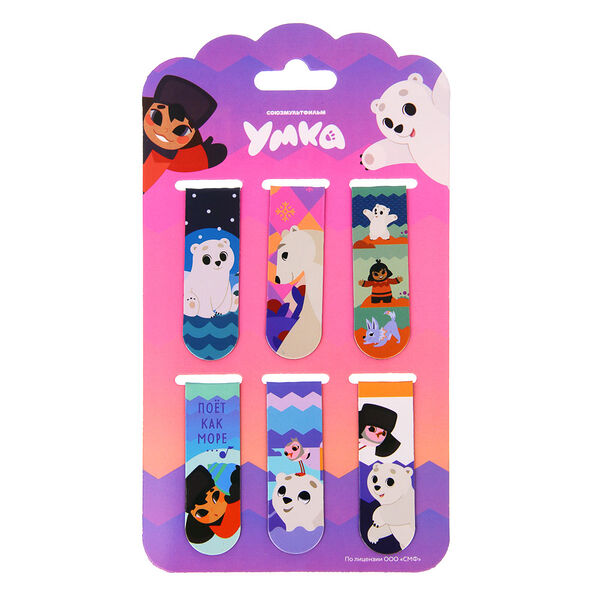 Умка набор закладок магнитных, 6 штук, размер закладки 12х1,9 см, упаковка 18,3х10,3 см