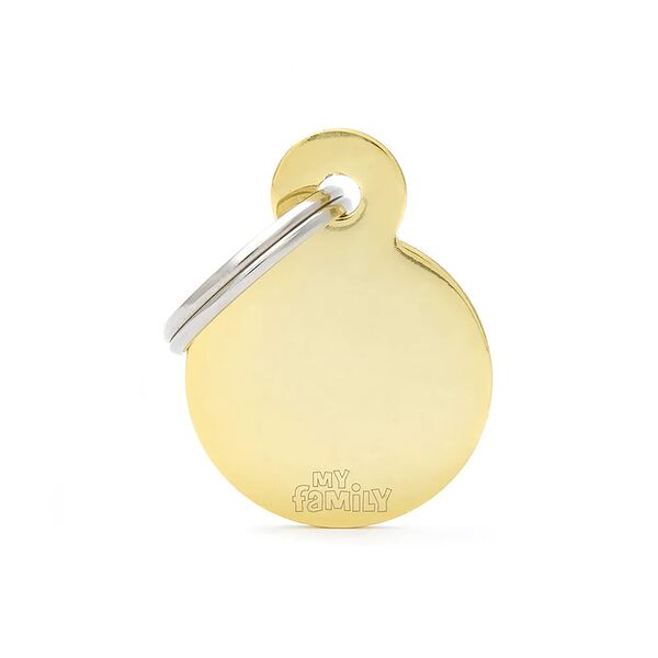 Адресник для кошек и собак круглый маленький, 3,5х2,5 см, золотой