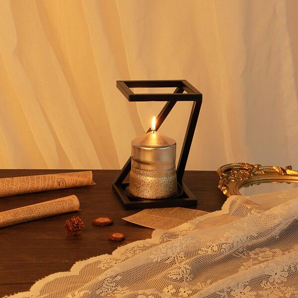 Подсвечник металлический, 12х11х17, цвет черный, 1 шт