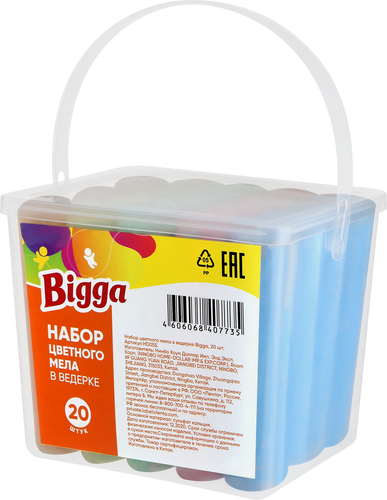 

Набор игровой BIGGA цветной мел, в ведерке, 20 шт.