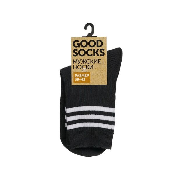Мужские однотонные носки Good Socks Лапша/Полоски Темно-серый р.39-43