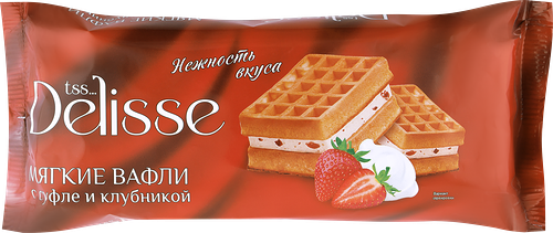 Вафли мягкие DELISSE Гофры с суфле и клубникой, 122 г