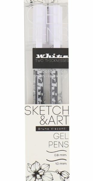 Ручка гелевая Bruno Visconti Sketch&Art UniWrite White белая, 2 шт