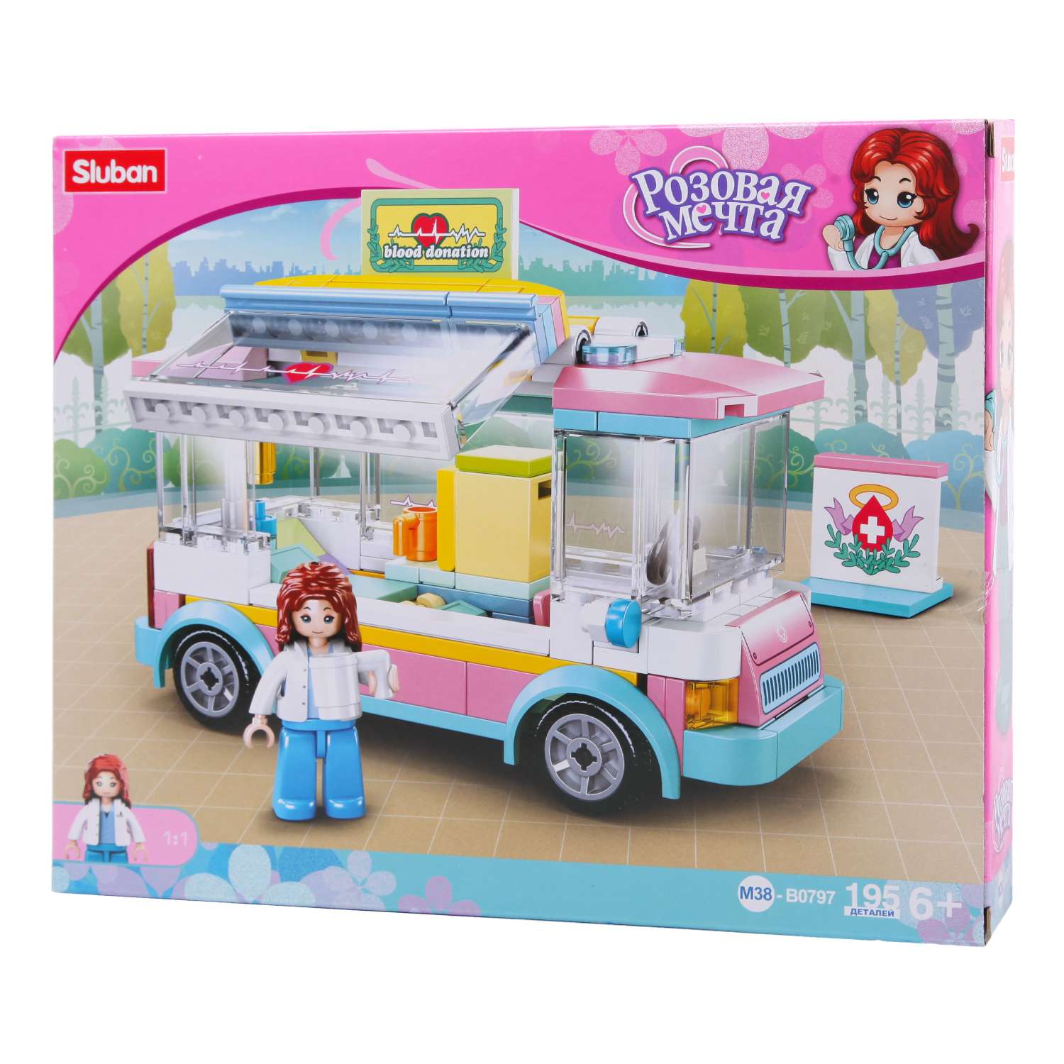 

Конструктор SLUBAN Машина скорой помощи, 195 деталей