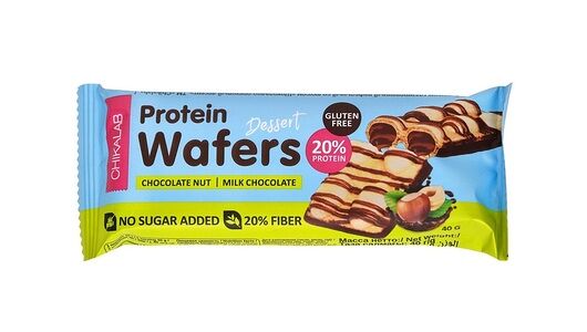 Батончик вафельный Chikalab Protein Wafers  шоколадно-ореховый десерт, 40 г
