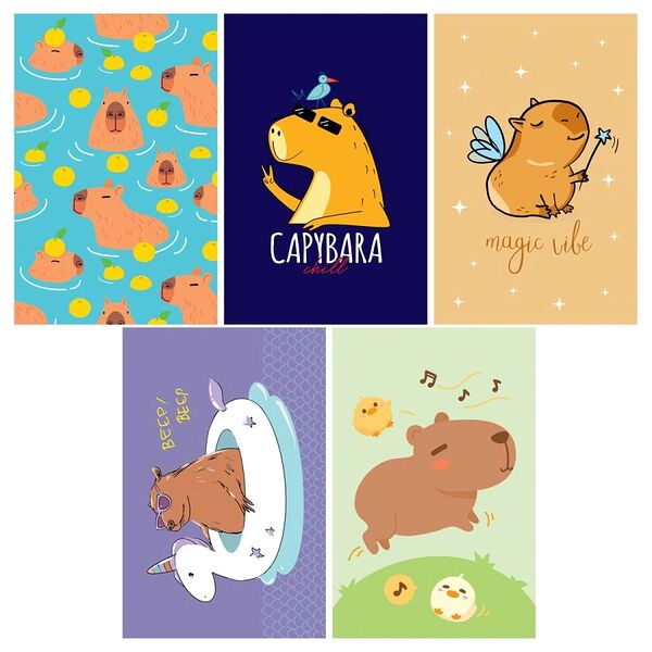 Обложка-карман для карт и пропусков OfficeSpace Капибара, 9,5х6,5 см, в ассортименте, 1 шт