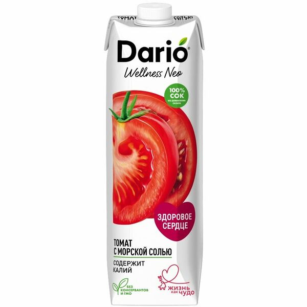 Сок Dario Wellness томатный восстановленный с морской солью 1 л