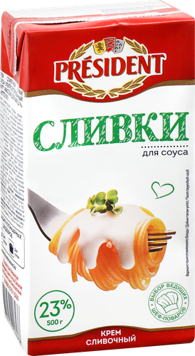 

Сливки для соуса ультрапастеризованные President Крем сливочный 23% 500 г