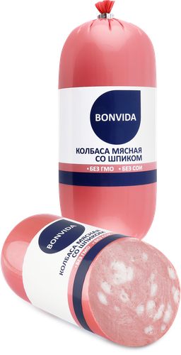

Колбаса вареная BONVIDA Мясная со шпиком, 500г