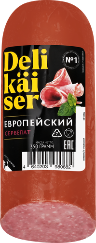 

Колбаса Delikaiser сервелат Европейский варено-копченый, 350 г