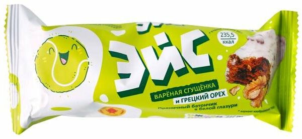 Батончик пряничный Покровский пряник в белой глазури с начинкой из варёного сгущенного молока и грецких орехов