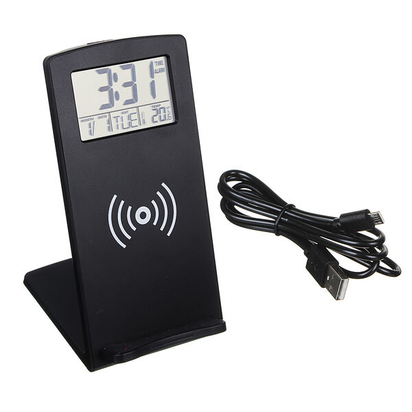 Ladecor chrono будильник электронный 5в1 (беспр.зарядка,часы,дата,тем-ра) usb, 9,8х8х16см,abs,металл