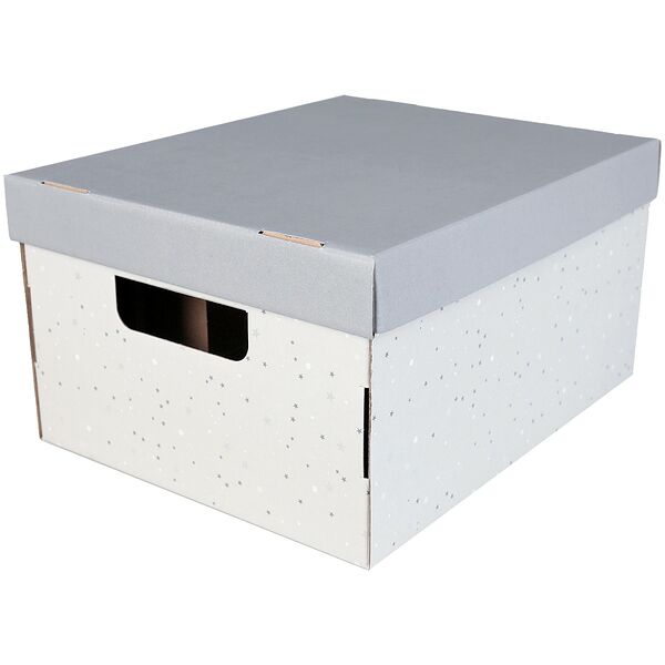 Коробка складная для хранения Домовой Gray Stars, 26х32х17 см, с крышкой, микрогофрокартон