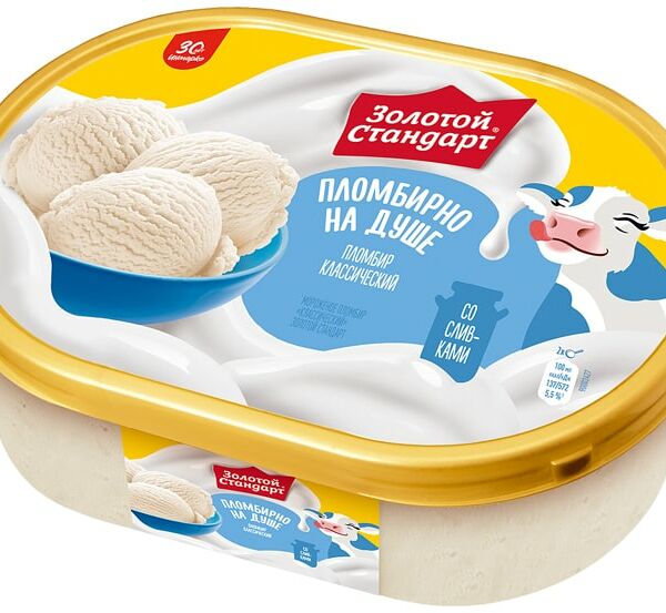 Мороженое Золотой Стандарт Пломбир Классический 12% 475г
