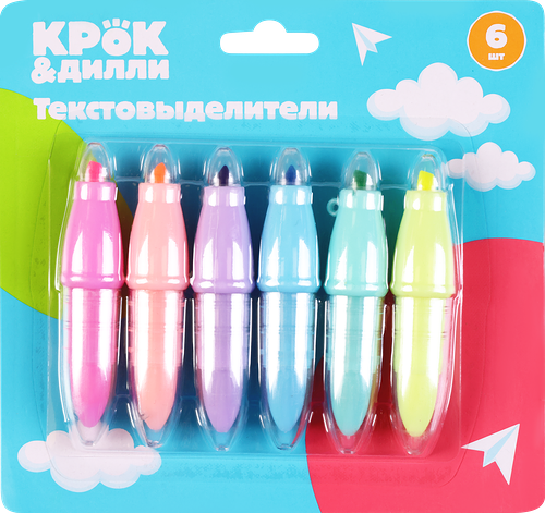 Набор текстовыделителей КРОК&ДИЛЛИ 6 цветов