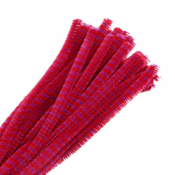 Проволока синельная двухцветная, 6мм*300мм, 30шт/упак, Astra&Craft(B-050 розовый/красный)